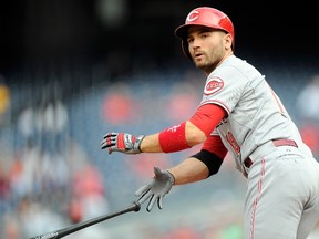 Joey Votto of the Cincinnati Reds draws a walk against the Washington Nationals at Nationals Park on September 28, 2015 in Washington, DC. (Greg Fiume/Getty Images/AFP)
