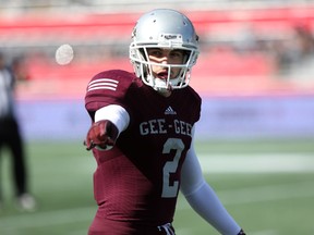 University of Ottawa Gee-Gees receiver Mitch Baines takes part in the annual Panda Game against the Carleton Ravens at TD Place on Saturday, Oct. 3 2015 (Chris Hofley/Ottawa Sun)