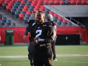 Ottawa RedBlacks DB Jovon Johnson at practice Saturday, Oct. 3, at TD Place. (Tim Baines/Ottawa Sun)