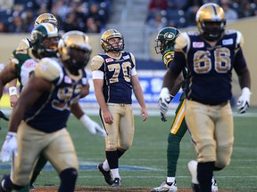 Lirim Hajrullahu is dejected after missing a kick on Saturday. (KEVIN KING/Winnipeg Sun)