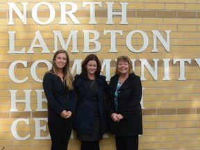 A new doctor has been recruited for Lambton County. From left, recruiter Carly Neinhuis, Dr. Elisa Fuller, and Kathy Bresset, executive director of the North Lambton Community Health Centre. Fuller will be working at the centre's Forest and Kettle Point locations. (Handout/Sarnia Observer/Postmedia Network)
