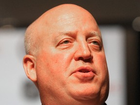 NHL deputy commissioner Bill Daly speaks during a round table at the Rady JCC dinner in Winnipeg on May 7, 2015. (Brian Donogh/Winnipeg Sun/Postmedia Network)