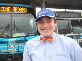 At 22, Brett Kolankowski, in Kingston, Ont. on Wednesday, Sept. 30, 2015, is the youngest bus driver in the fleet at Kingston Transit. He has always loved using public transit and being a bus driver seemed a perfect fit. Michael Lea/The Whig-Standard/Postmedia Network
