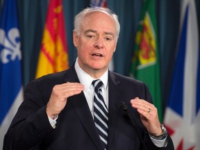Perrin Beatty, President and CEO of the Canadian Chamber of Commerce, speaks about the Trans-Pacific Partnership during a news conference in Ottawa, Monday October 5, 2015. THE CANADIAN PRESS/Adrian Wyld