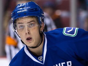 Vancouver Canucks' Jake Virtanen skates during the first period of a preseason NHL hockey game against the Arizona Coyotes in Vancouver, B.C., on Monday, September 28, 2015. (THE CANADIAN PRESS/Darryl Dyck)