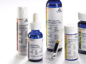 Assorted cannabis oil products are shown in a handout photo. A number of Canada's medical marijuana growers are poised to release cannabis oils for authorized patients who don't want to smoke or vaporize the dried herb to relieve symptoms.