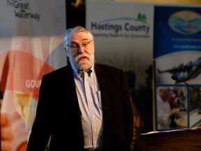 EMILY MOUNTNEY-LESSARD/THE INTELLIGENCER
Noel O'Dea of Target Marketing speaks at the Hastings County Cultural Summit in Belleville, Tuesday.