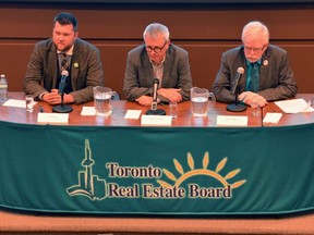 (From left to right): Wes Regan, Urban Affairs and Housing Critic for the Green Party of Canada; Adam Vaughan, Urban Affairs and Housing Critic for the Liberal Party of Canada; and Mike Sullivan, Deputy Housing Critic for the New Democratic Party of Canada.