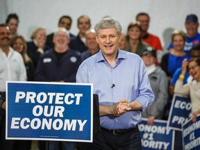 Canadian Prime Minister Stephen Harper makes an announcement at Global Emissions Systems Inc in Whitby, Ont.  in Toronto, Ont. on Tuesday October 6, 2015. Ernest Doroszuk/Toronto Sun/Postmedia Network