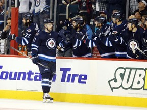 Drew Stafford will start the year on a line with second year centre Adam Lowry and Alex Burmistrov, who returned to the team after two years in the KHL.