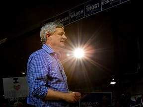 Conservative leader Stephen Harper speaks during a campaign stop in Saskatoon, Sask, on Tuesday, October 6, 2015. THE CANADIAN PRESS/Nathan Denette