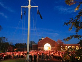A vigil of hope is held at Maine Maritime Academy for the missing crew members of the U.S. container ship El Faro, Tuesday evening, Oct. 6, 2015, in Castine, Maine. (AP Photo/Robert F. Bukaty)