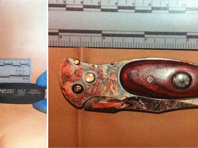 The screwdriver and the knife Howard Richmond used to kill wife Melissa Richmond on July 25, 2013. EVIDENCE PIC/OTTAWA SUN