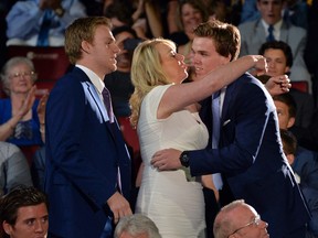 Connor McDavid hugs family members when his name is called at the NHL Entry Draft this past June in Sunrise, Fla. (USA TODAY SPORTS)