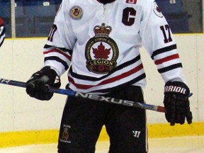 Sarnia Legionnaires captain Hunter Tyczynski almost scored the game winner against the LaSalle Vipers on a breakaway in overtime Wednesday night, but was turned away. The two squads settled for a 1-1 tie. (Terry Bridge, Sarnia Observer)