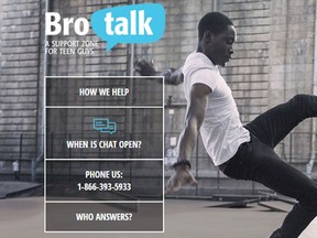 Teen support network for boys helps them sort out feelings. (Screenshot of Brotalk website)