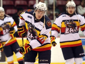 Former Erie Otters forward Connor McDavid and teammates warm up before an April game. (JEFFREY OUGLER/POSTMEDIA NETWORK)