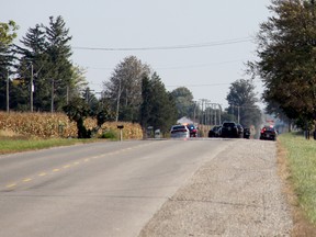 Chatham-Kent police are investigating after a fatal single-vehicle crash on Countryview Line near Centre Side Road outside of Turnerville Thursday morning. A female occupant was killed. Police ask anyone with information to contact the traffic unit. (Trevor Terfloth/The Daily News)