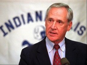 Lindy Infante in 1996 after he was named coach of the Indianapolis Colts. (AP/Michael Conroy)