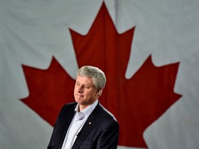 Conservative leader Stephen Harper speaks during a campaign stop in Saskatoon, Sask, on Wednesday, October 7, 2015. THE CANADIAN PRESS/Nathan Denette