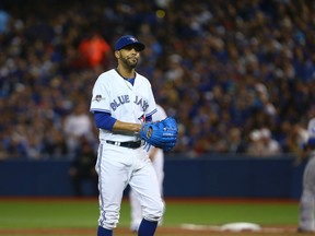 Blue Jays starter Dave Price had difficulty with the Rangers' bottom half of the lineup in the first game of the ALDS in Toronto on Thursday, Oct. 8, 2015. (Dave Abel/Postmedia Network)