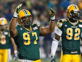 Eskimos DT Eddie Steele spent a productive couple of weeks on the offensive line but says he's glad to be back on the defensive side of the ball. (Ian Kucerak, Edmonton Sun)