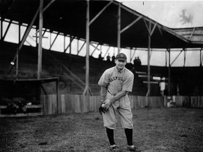 Jack Graney warming up before a Cleveland Indians game.
