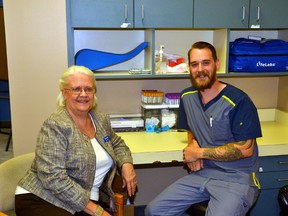 Ritz Lutheran Villa administrator Tanya Macdonald and mobile lab technician for Life Labs Stephen Read began officially offering lab services such as blood work to residents of Mitchell and West Perth who find it difficult to travel to Seaforth or Stratford. GALEN SIMMONS/MITCHELL ADVOCATE