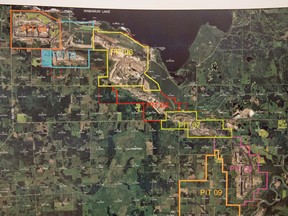 A map of TransAlta’s mining operations south of Wabamun lake. They are seeking a 10-year renewal for pits 03 to 08 - Photo supplied.