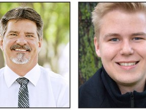 From left: Rona Ambrose (Conservative Party), Ernest Chauvet (Christian Heritage Party), Guy Desforges (NDP), Travis Dueck (Liberal Party) and Brendon Greene (Green Party) are the Sturgeon River-Parkland candidates in the 2015 federal election. The federal election will be held on Oct. 19. Photos Supplied