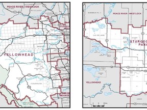 From left: The Yellowhead and Sturgeon River-Parkland ridings.