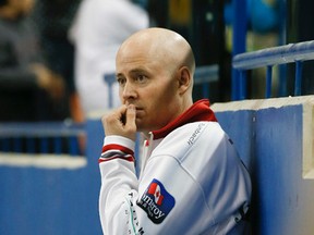 Skip Kevin Koe, after his loss today to Team McEwan,   at the Grand Slam of Curling at the Mattamy Centre in Toronto on Thursday April 9, 2015. Stan Behal/Toronto Sun/QMI Agency