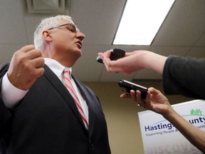 Ontario Medical Association president Dr. Mike Toth speaks to reporters in this file pic. (Luke Hendry/Belleville Intelligencer/Postmedia Network)