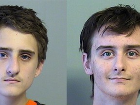 This combination of July 2015 file photos provided by the Tulsa County, Oklahoma, Jail shows Michael Bever, left, and his brother Robert Beaver. The Bevers are charged with first-degree murder in the July deaths of their family at their Broken Arrow home. They've pleaded not guilty.  (Tulsa County Sheriff's Office via AP, File)
