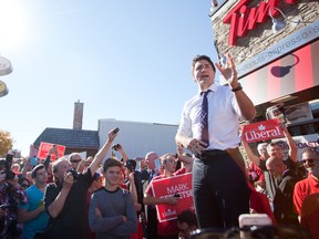 Liberal Party leader Justin Trudeau made a campaign stop in Napanee on Monday, one week ahead of the federal election. (Meghan Balogh/Postmedia Network)