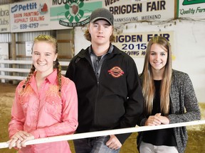 Three post secondary school students from Lambton County were each awarded $1,000 scholarships from the proceeds of the 1991 International Plowing Match held in Lambton County. Rewarded for their community involvement and scholastic ability were Kysa Willemsen, Ryall Willemsen from Plympton-Wyoming and Mallory Straatman from Alvinston. Kysa is a graduate of St. Christopher’s and St. Patrick’s schools in Sarnia and is studying New Media Marketing and Business at Rochester Institute of Technology in New York State. Ryall, Kysa’s twin, is also a graduate of St. Christopher’s and St. Patrick’s schools in Sarnia and is studying business at Fanshawe College in London. Mallory is a graduate of LCCVI in Petrolia and is a second-year engineering student at Western University in London.HANDOUT/ SARNIA OBSERVER/ POSTMEDIA NETWORK