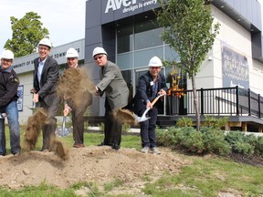The sod was exuberantly turned for Averton Homes newest townhome development in Central Pickering last Saturday. 
From left is Councillor Kevin Ashe, Councillor David Pickles, President of Averton Homes Peter D'Ambrosio, Pickering Mayor Dave Ryan and Averton Homes Construction Manager Mario Cirelli.