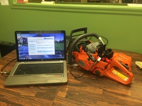A computerized chainsaw is one of the new technologies being used in the forest industry.