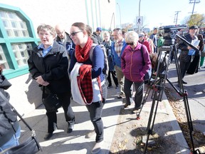 About 200 people attended a rally in support of Muslims and their right to wear niqabs at Winnipeg's Central Mosque on Tuesday. (CHRIS PROCAYLO/WINNIPEG SUN PHOTO)