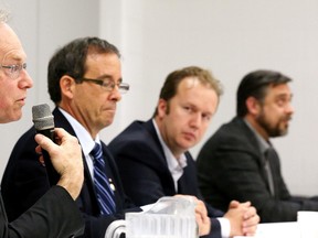 Sudbury Green candidate David Robinson makes a point at the Sudbury CARP debate at the Parkside Older Adult Centre in Sudbury, Ont. on Tuesday, October 13, 2015. Gino Donato/Sudbury Star/Postmedia Network