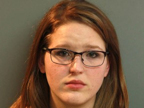 Whitney Beall is pictured in this photo made available Oct. 10, 2015, by the Polk County Sheriff's Office. Lakeland, Fla., police arrested Beall, 23, for drunk driving. Authorities say 911 calls from concerned viewers led to the arrest of the Florida woman who was streaming live video of herself while driving drunk. (Polk County Sheriff's Office via AP)