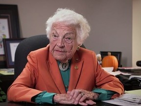 Former Mississauga mayor Hazel McCallion appears in a Liberal election ad. (Screengrab)