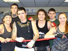 The River City Boxing Club is hosting a show Saturday at 2 p.m. featuring local fighters, from left, Mandy Taylor-Bartley, Eric Walker, Dylan Taylor, Blake Loxton, Kyle Murray and Adina Potter. Doors open at the club, located at 260 Mitton St. N. in Sarnia, at 1 p.m. TERRY BRIDGE/ SARNIA OBSERVER/ POSTMEDIA NETWOR