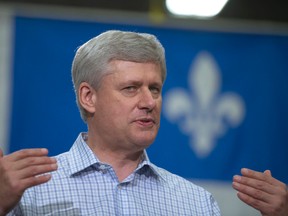 Conservative leader Stephen Harper attends a campaign event in Drummond, Que., Thursday, Oct. 15, 2015.  Canadians will go to the polls in the federal election Oct. 19.  THE CANADIAN PRESS/Jonathan Hayward