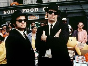 Ottawa-born actor and entrepreneur Dan Aykroyd (right, as Elwood Blues) will return to his hometown for a 35th anniversary screening of The Blues Brothers at the Canadian Museum of History, where he will perform with the Downchild Blues Band Oct. 22. HANDOUT