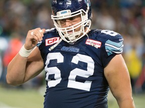 Argonauts’ Greg Van Roten has rotated from centre, guard and tackle for the team this season. (ARGONAUTS.CA/PHOTO)