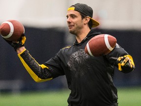 Tiger-Cats' Andy Fantuz could be ready to return to the lineup against the Alouettes this Sunday following a lengthy layoff due to injury. (CRAIG ROBERTSON/TORONTO SUN)
