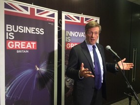 Mayor John Tory talks his business mission to London, England, Oct. 16, 2015. (DON PEAT/Toronto Sun)