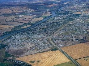 Seen from the skies, Fort Saskatchewan looks peaceful, but it’s an active community that shows no signs of its growth slowing down.