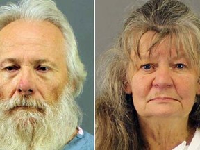 Bruce Leonard, left and his wife Deborah are shown in two undated photos provided by the New Hartford Police Department in New Hartford, N.Y. The two have been charged with first-degree manslaughter in the beating death of their 19-year-old son, Lucas. (New Hartford Police Department via AP)